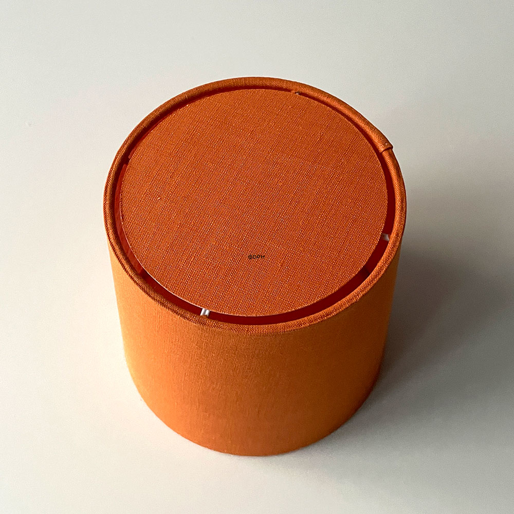 Rund cylinderformet lampeskærm 15 cm i højden, orange hør stof