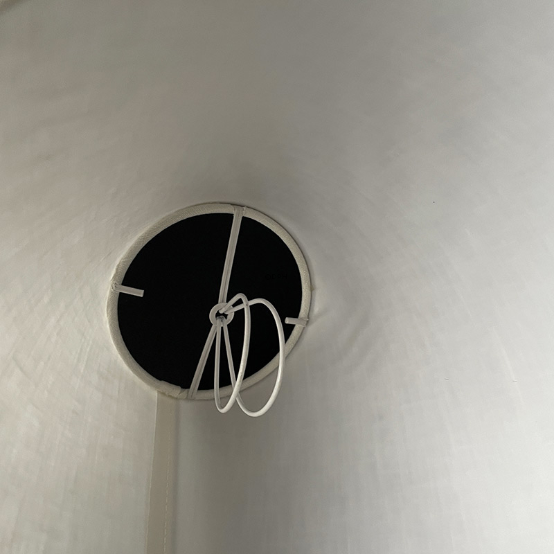 Rund lampeskærm 16 cm i højden, off white hør stof