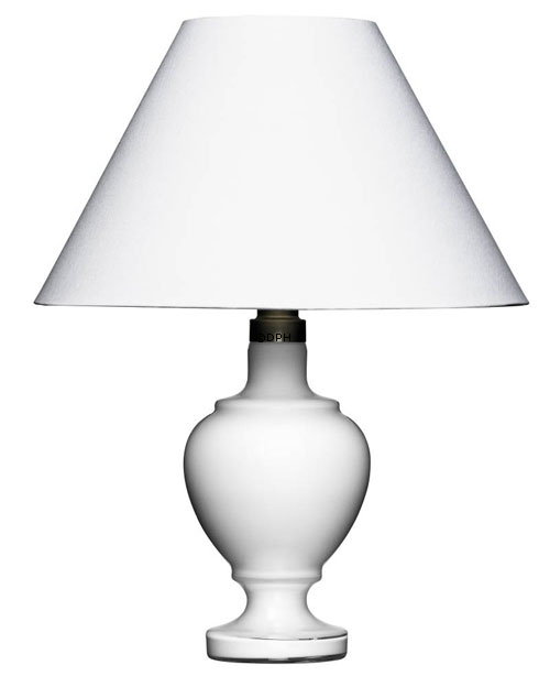 Rund lampeskærm høj model 16 cm i højden, hvid chintz stof