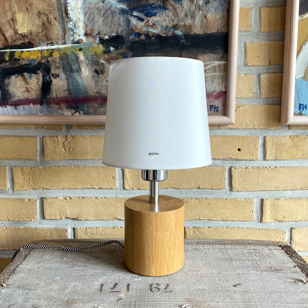 Rund cylinderformet lampeskærm 16 cm i højden, hvid chintz stof