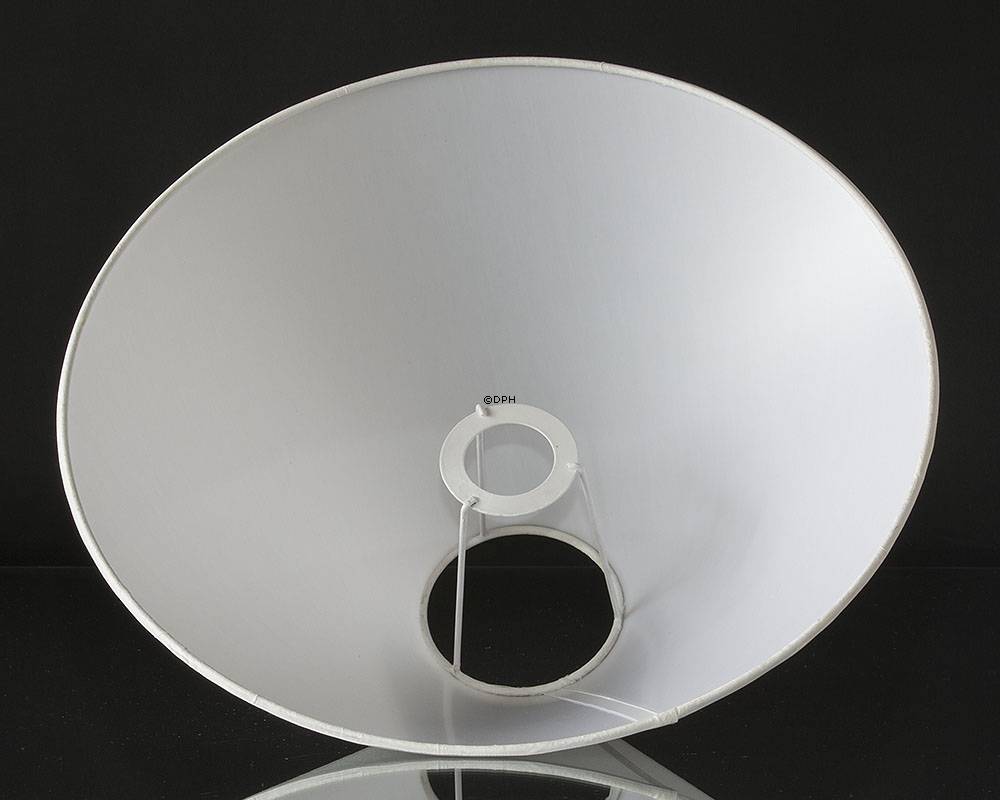 Rund lampeskærm lav model 18 cm, hvid chintz stof