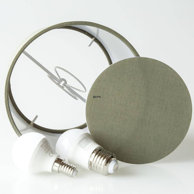 Lampeskærm, rund, 18 cm i højden, olivengrøn bomuld stof