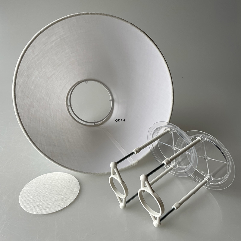 Rund lampeskærm høj model 19 cm i højden, off white hør stof