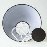 Rund lampeskærm høj model 19 cm i højden, sort chintz stof, (evt. Holmegaard Apoteker lampe, mini nr. 4363273)