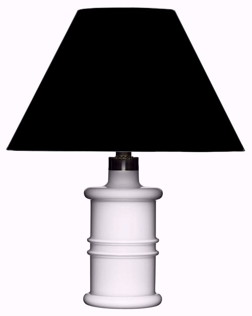 Rund lampeskærm høj model 19 cm i højden, sort chintz stof, (evt. Holmegaard Apoteker lampe, mini nr. 4363273)