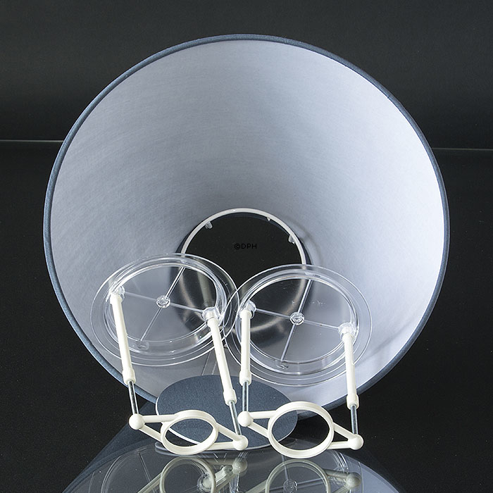 Rund lampeskærm høj model 19 cm i højden, blå chintz stof