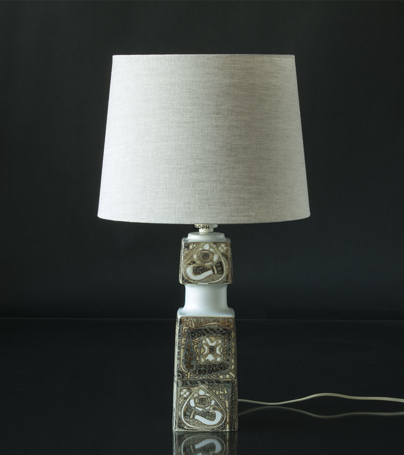 Retro Lampeskærm - Rund lampeskærm 19 cm i højden, beige hørstof