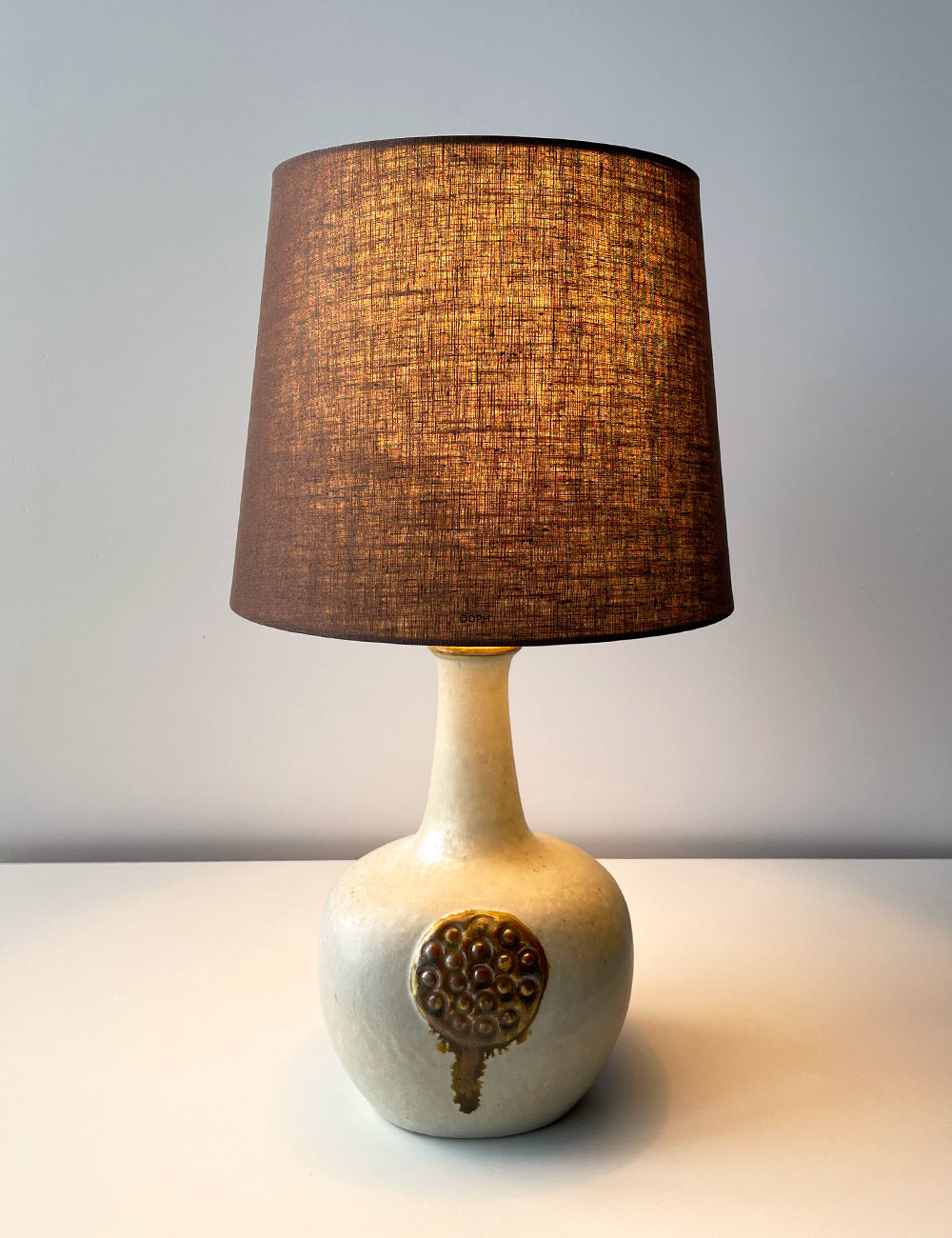 Retro Lampeskærm - Rund lampeskærm 19 cm i højden, brun hørstof