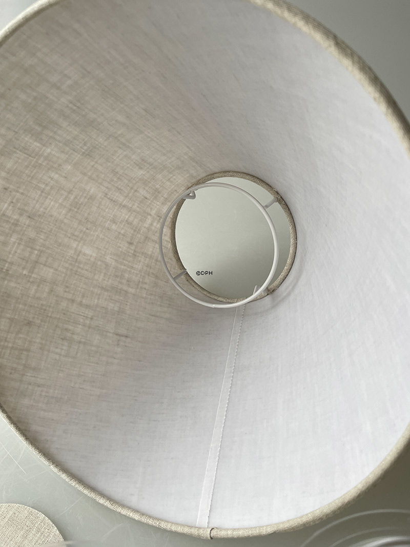 Rund lampeskærm høj model 20 cm i højden, Beige hør stof