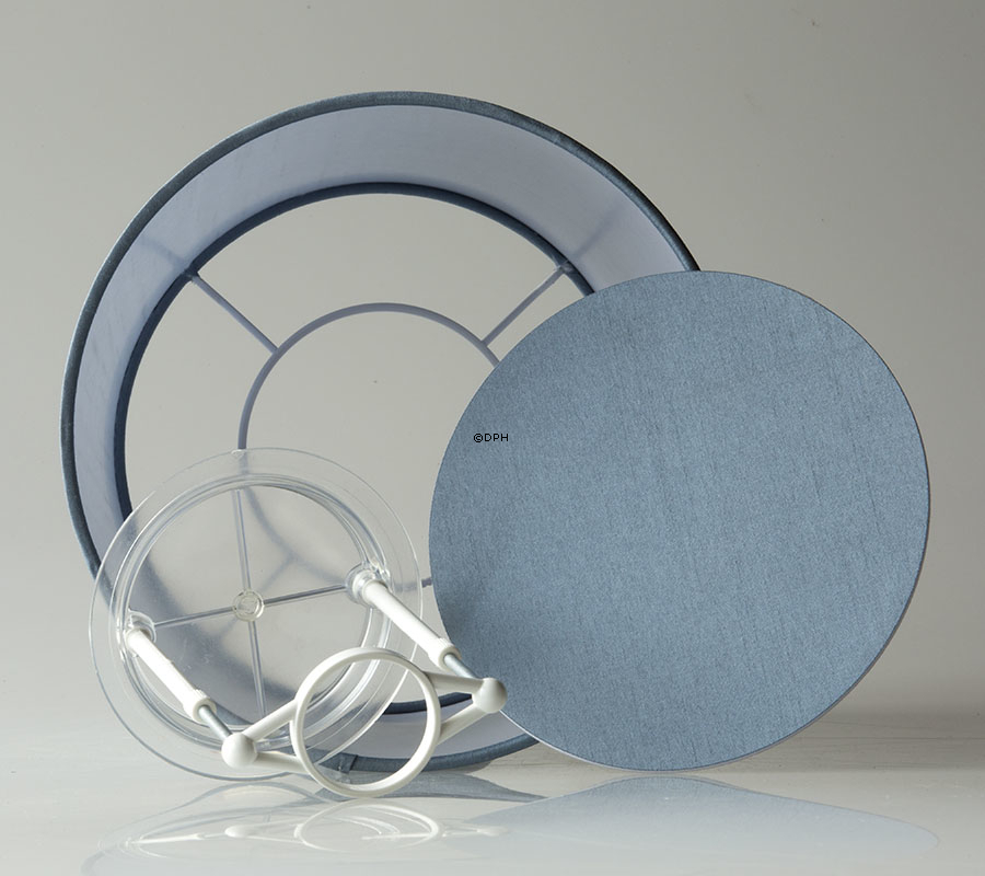 Rund cylinderformet lampeskærm 20 cm i højden, lys blå silke stof