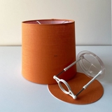 Retro lampeskærm - Rund 20 cm i højden, orange hørstof