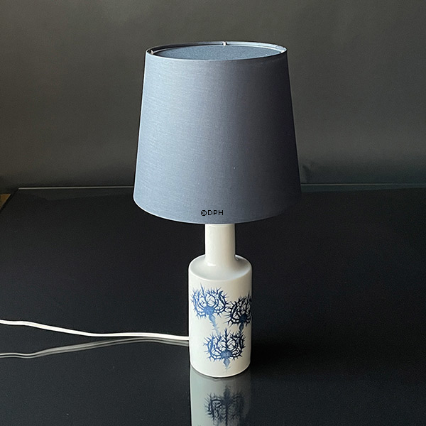 Rund cylinderformet lampeskærm 20 cm i højden, blå chintz stof