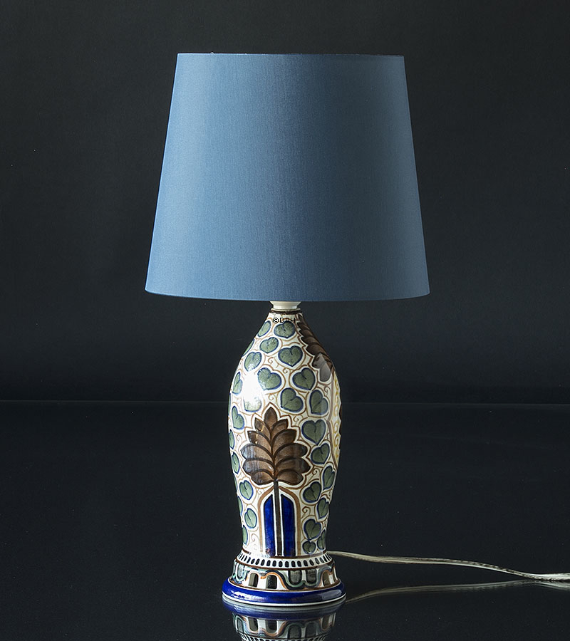 Rund cylinderformet lampeskærm 20 cm i højden, blå chintz stof