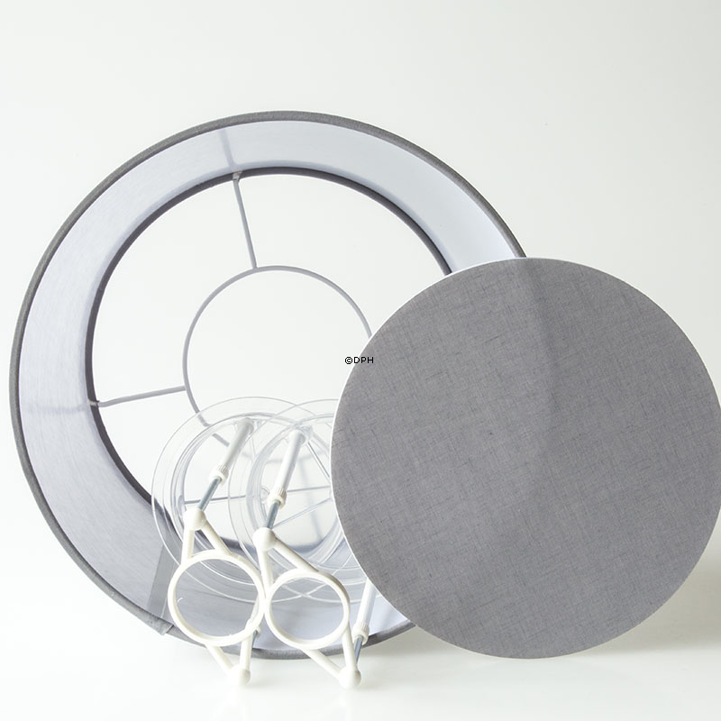 Rund cylinderformet lampeskærm 20 cm i højden, grå bomuld stof