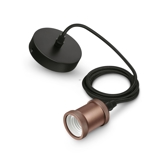 Pendel ledning og -fatning, vintage, roséguld, E27, max 40W