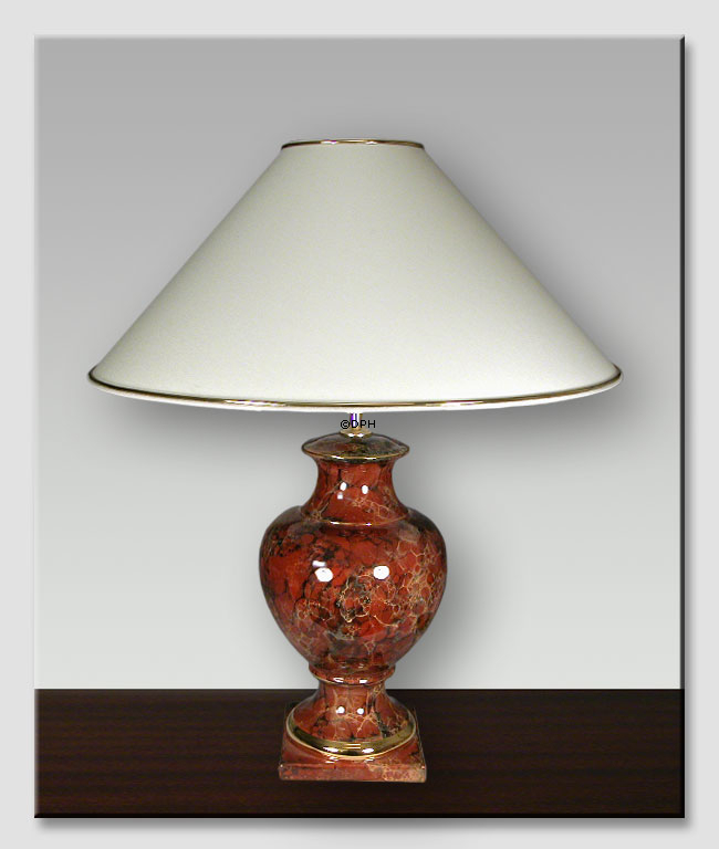 Rund lampeskærm lav model 21 cm, hvid chintz stof med guldkant (2. sortering - se beskrivelse)