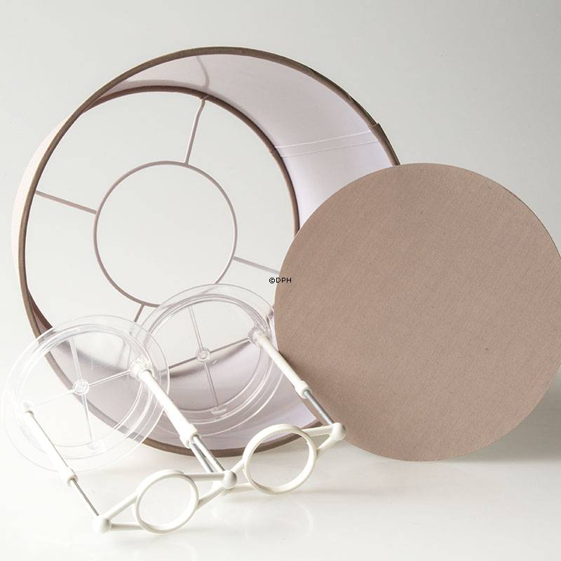 Retro lampeskærm, rund 21 cm i højden, lys brun bomuld stof