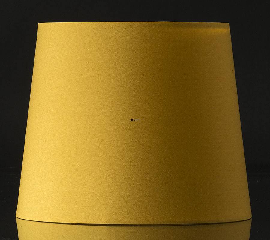 Lampeskærm, rund cylinderformet 21 cm i højden, gul chintz stof