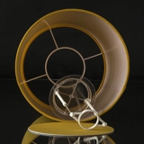 Lampeskærm, rund cylinderformet 21 cm i højden, gul chintz stof