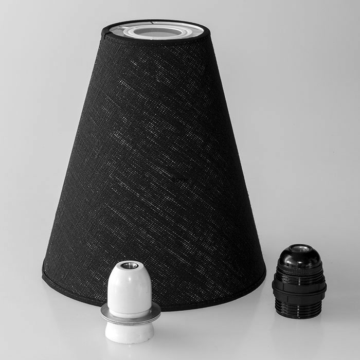 Lilla Rund lampeskærm til læselampe 22 cm i højden til E27 fatning med gevind og omløbsringe