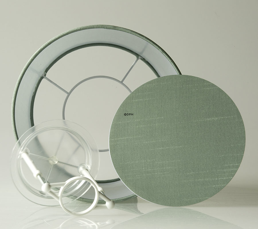 Rund cylinderformet lampeskærm 22 cm i højden, lys grøn silke stof