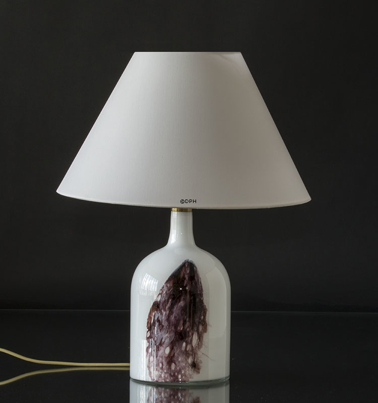 Rund lampeskærm høj model 23 cm i højden, hvid chintz stof