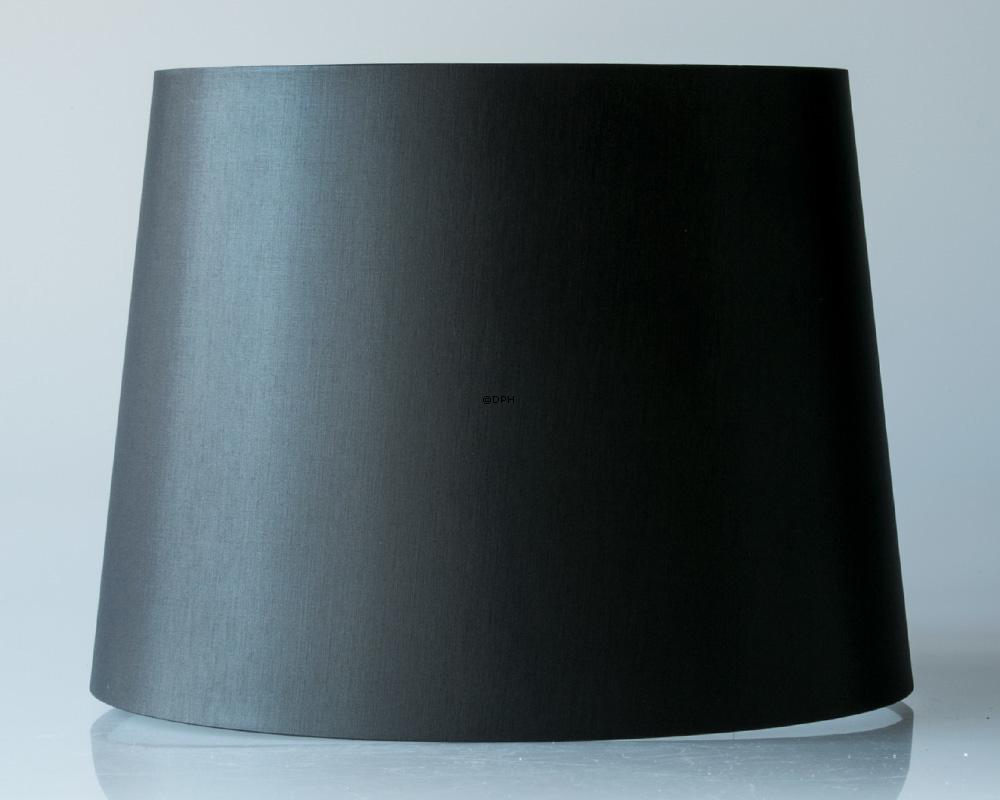 Rund cylinderformet lampeskærm 23 cm i højden, sort chintz stof