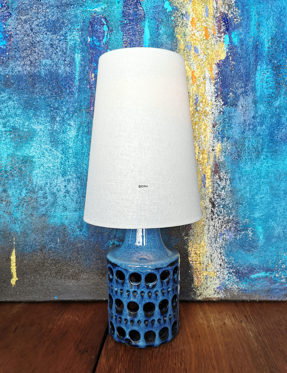 Rund, høj cylinderformet lampeskærm 24 cm i højden, off white hørstof