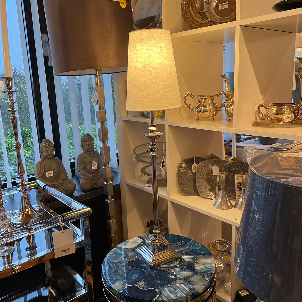 Rund, høj cylinderformet lampeskærm 24 cm i højden, off white hørstof