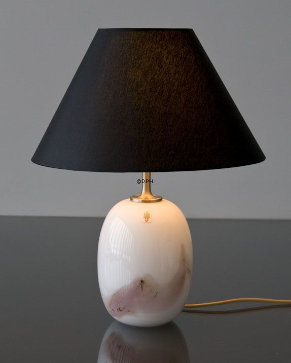 Rund lampeskærm høj model 24 cm i højden, sort chintz stof