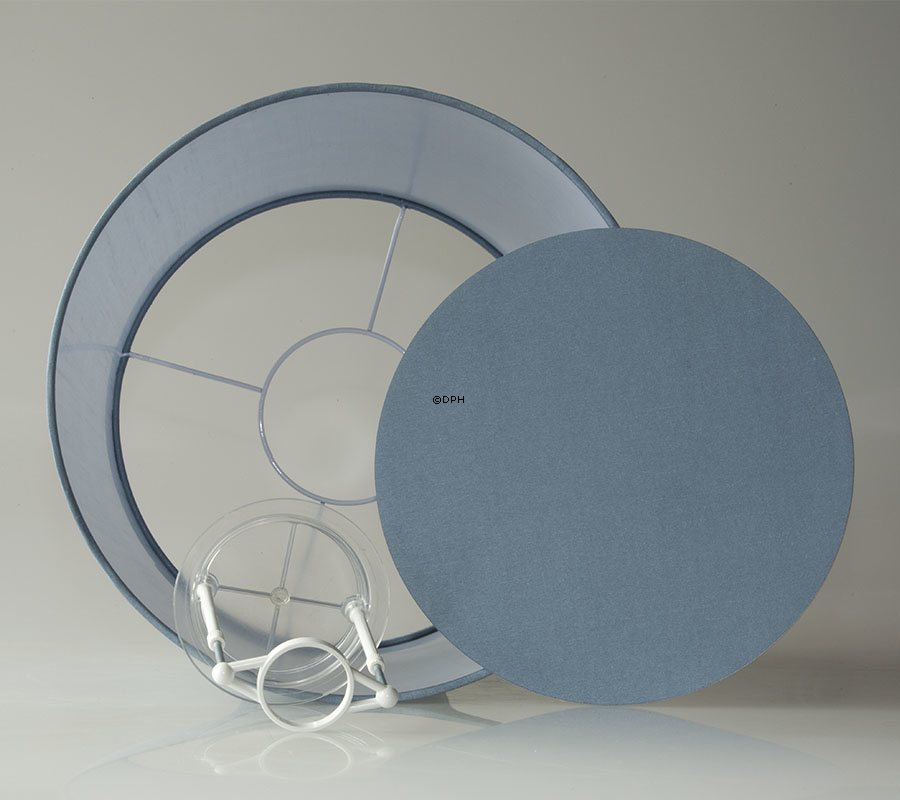 Rund cylinderformet lampeskærm 24 cm i højden, lys blå silke