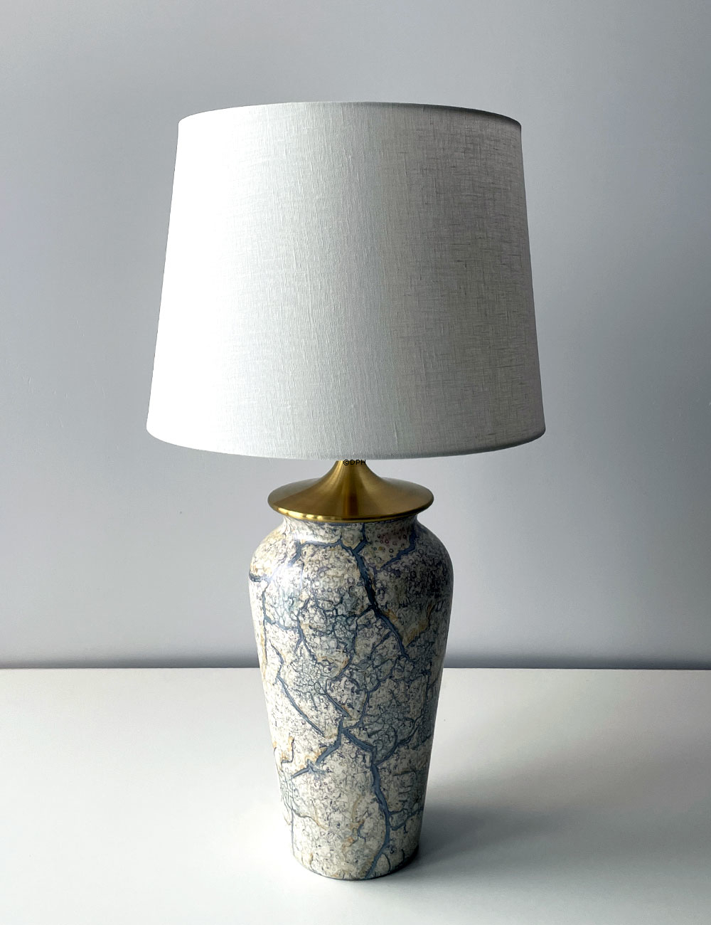 Rund cylinderformet lampeskærm 24 cm i højden, off white hørstof