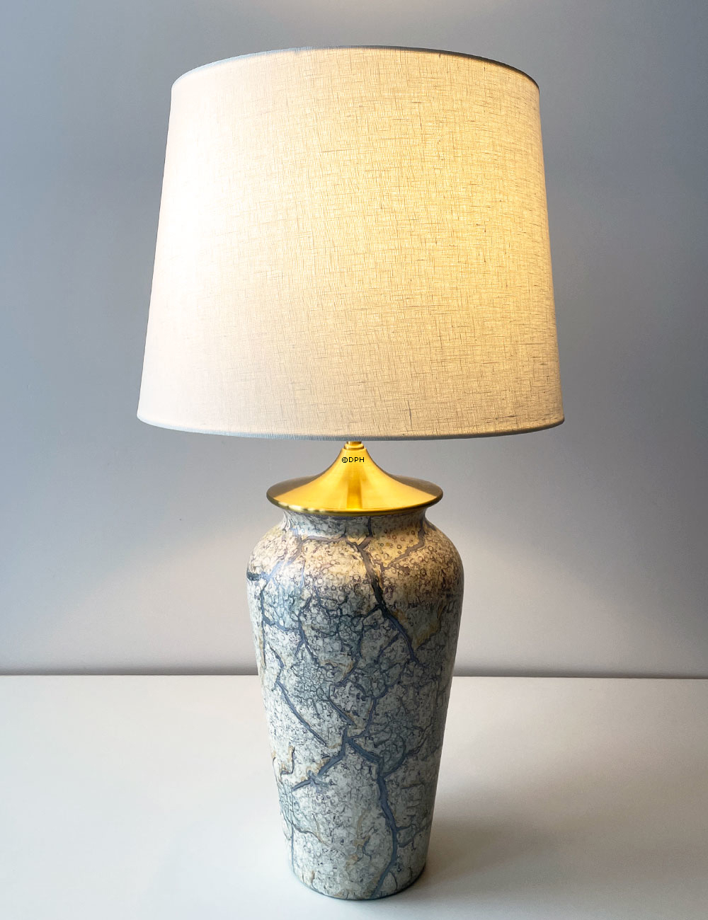 Rund cylinderformet lampeskærm 24 cm i højden, off white hørstof