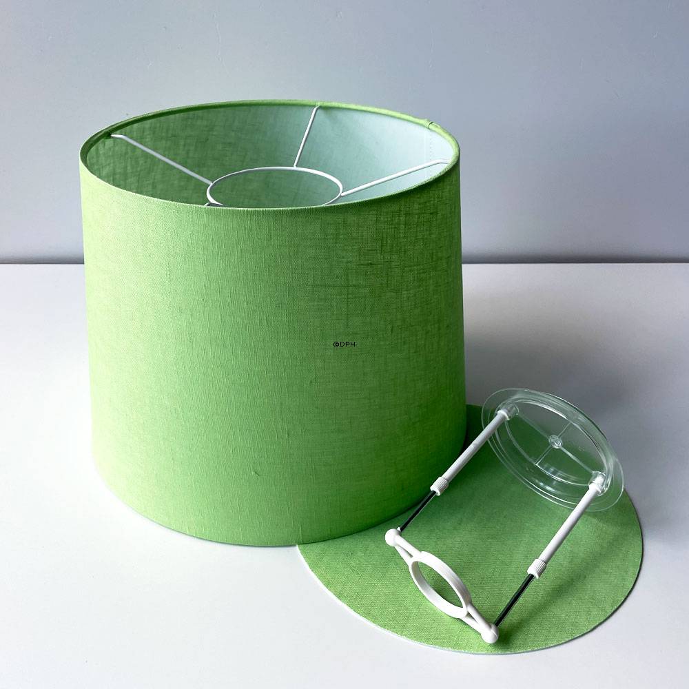 Rund cylinderformet lampeskærm 24 cm i højden, forårsgrøn hørstof