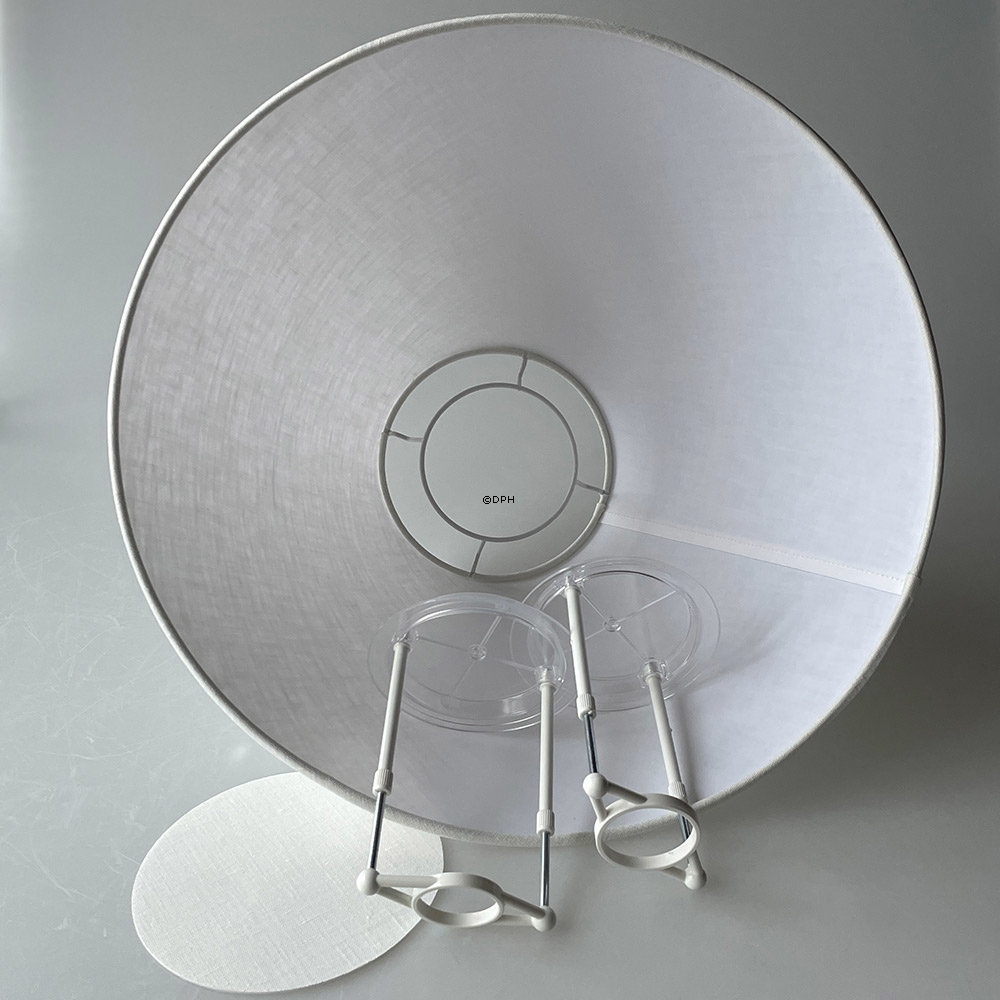 Rund lampeskærm høj model 25 cm i højden, off white hør stof