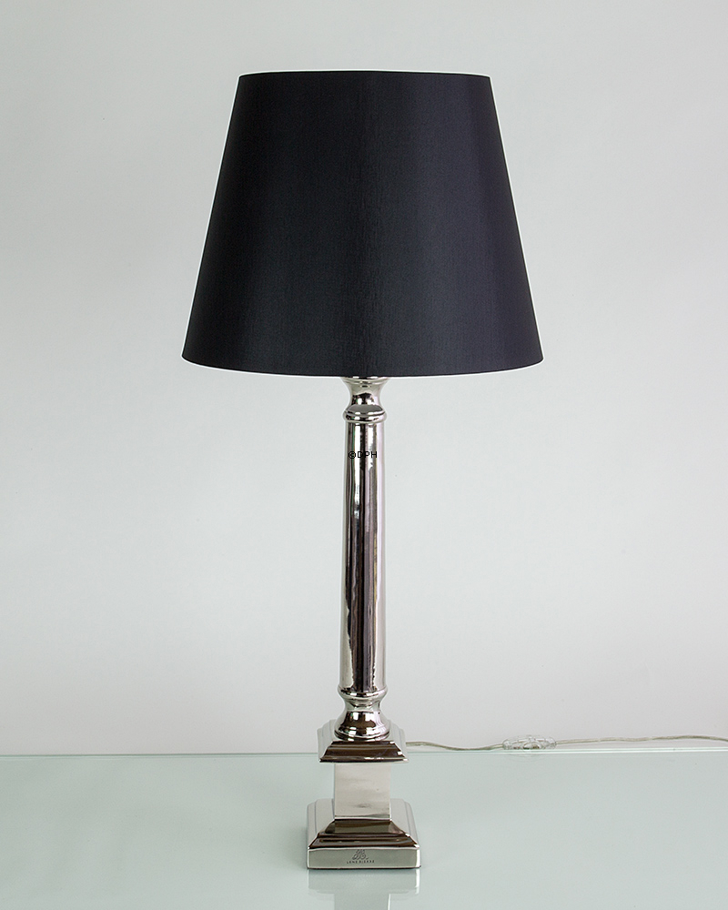 Rund cylinderformet lampeskærm 26 cm i højden i sort chintz, (evt til Holmegaard Base lampe stor)