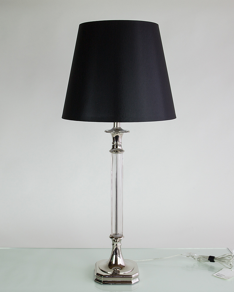 Rund cylinderformet lampeskærm 26 cm i højden i sort chintz, (evt til Holmegaard Base lampe stor)