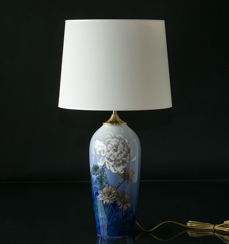 Rund cylinderformet lampeskærm 27 cm i højden, hvid chintz stof