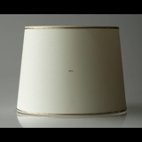 Rund cylinderformet lampeskærm 28 cm i højden, hvid chintz stof med guldkant (2. sortering - se beskrivelse)