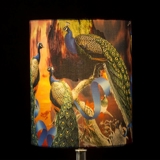 Round cylindrical lampshade, Pink with birds fabric, WITHOUT lid