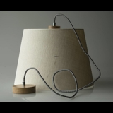Round cylindrical lampshade to pendant, height 28 cm, light beige flax fabric