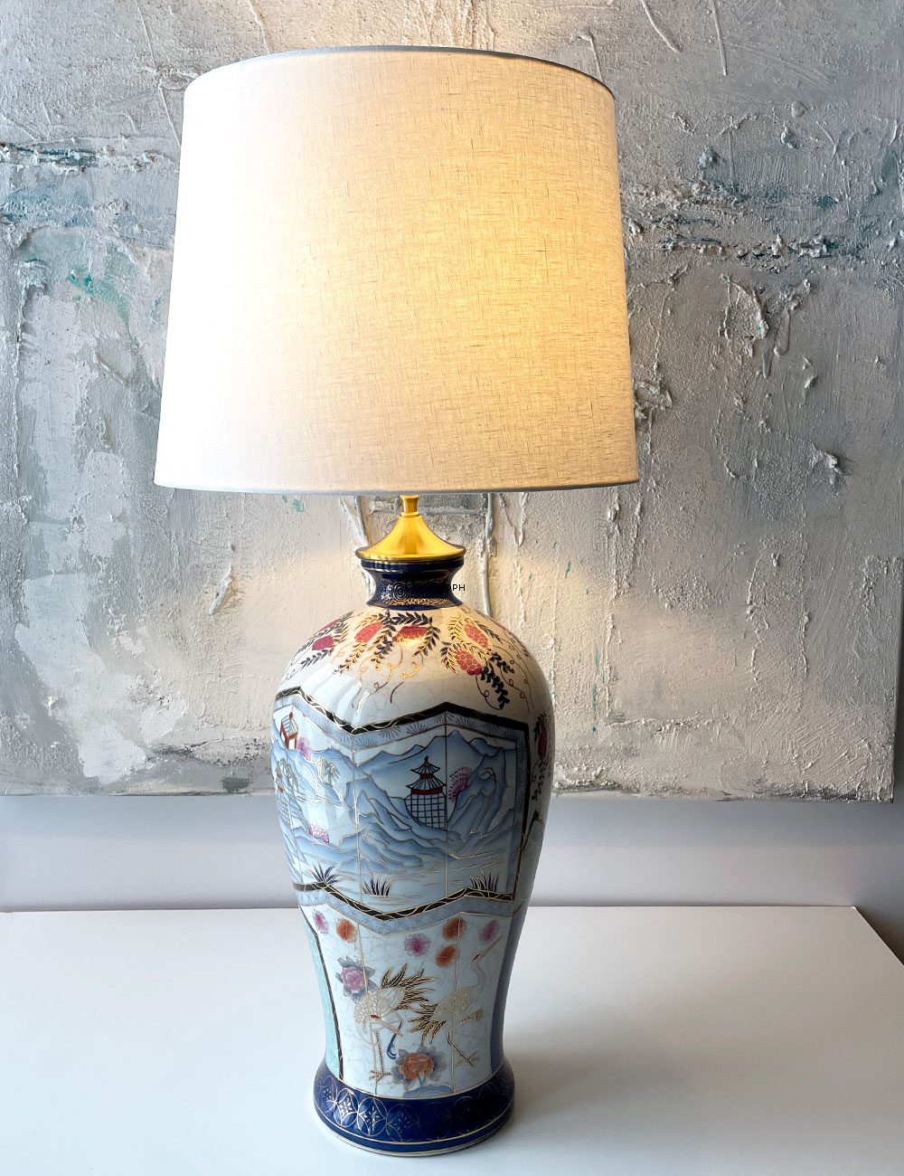 Rund cylinderformet lampeskærm 29 cm i højden, off white hørstof