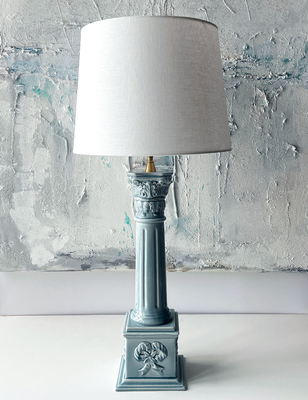 Rund cylinderformet lampeskærm 29 cm i højden, off white hørstof