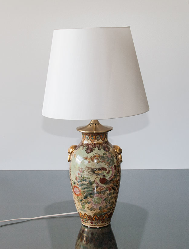 Rund cylinderformet lampeskærm 29 cm i højden, hvid chintz stof