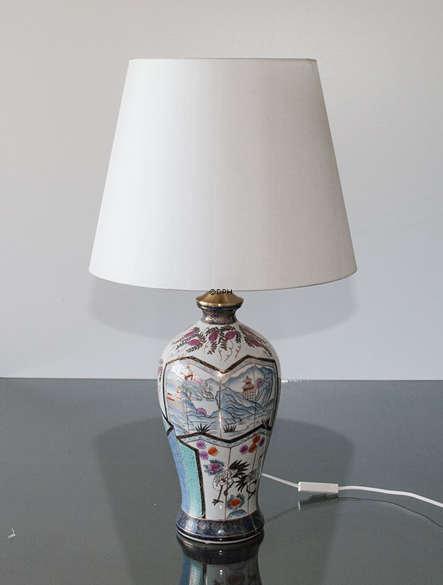 Rund cylinderformet lampeskærm 29 cm i højden, hvid chintz stof