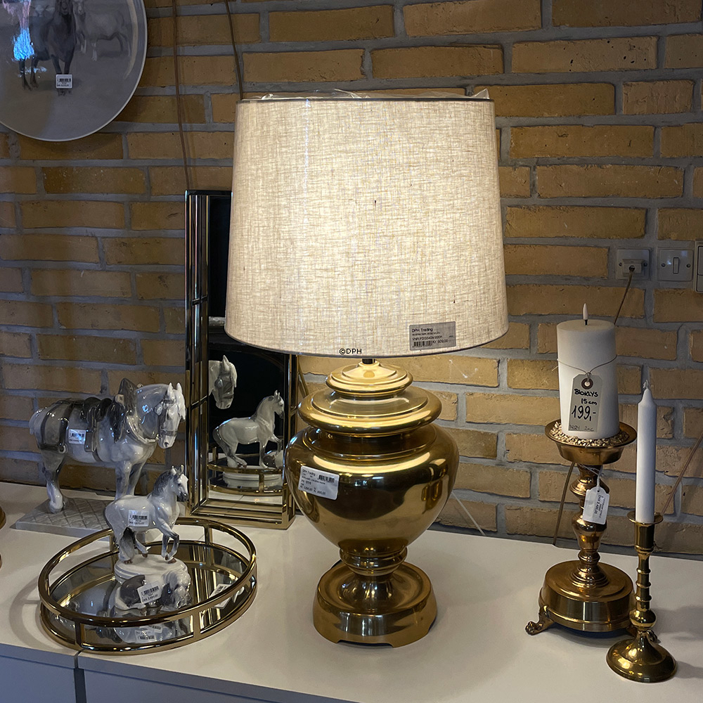 Rund cylinderformet lampeskærm 31 cm i højden, beige hørstof