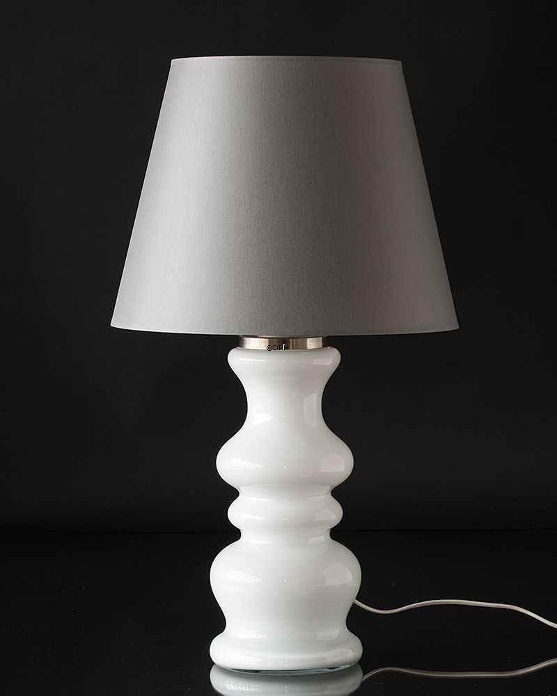 Rund cylinderformet lampeskærm 37 cm i højden, lys grå chintz stof