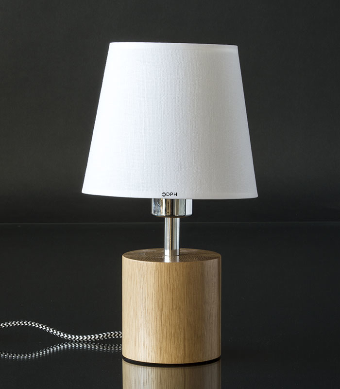 Rund cylinderformet lampeskærm 16 cm i højden, hvid hørstof