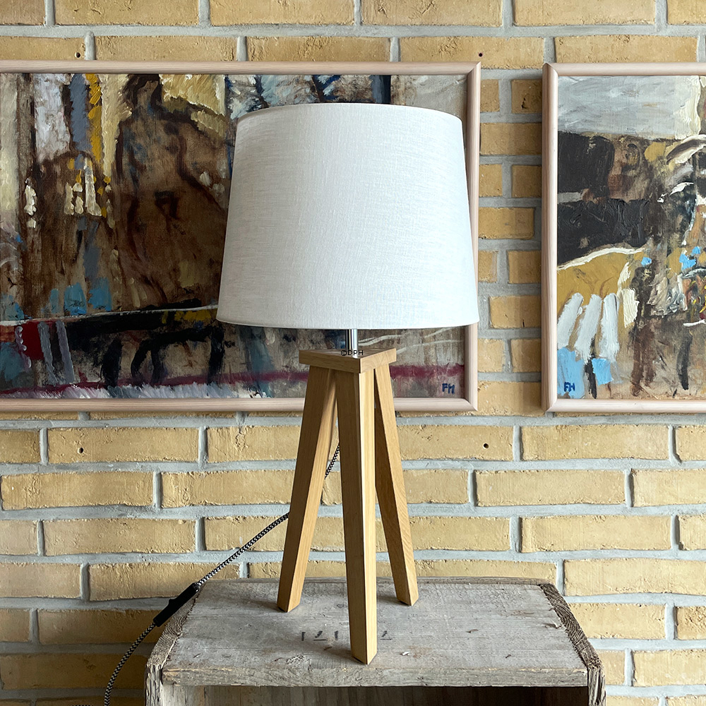 Rund cylinderformet lampeskærm 24 cm i højden, off white hørstof