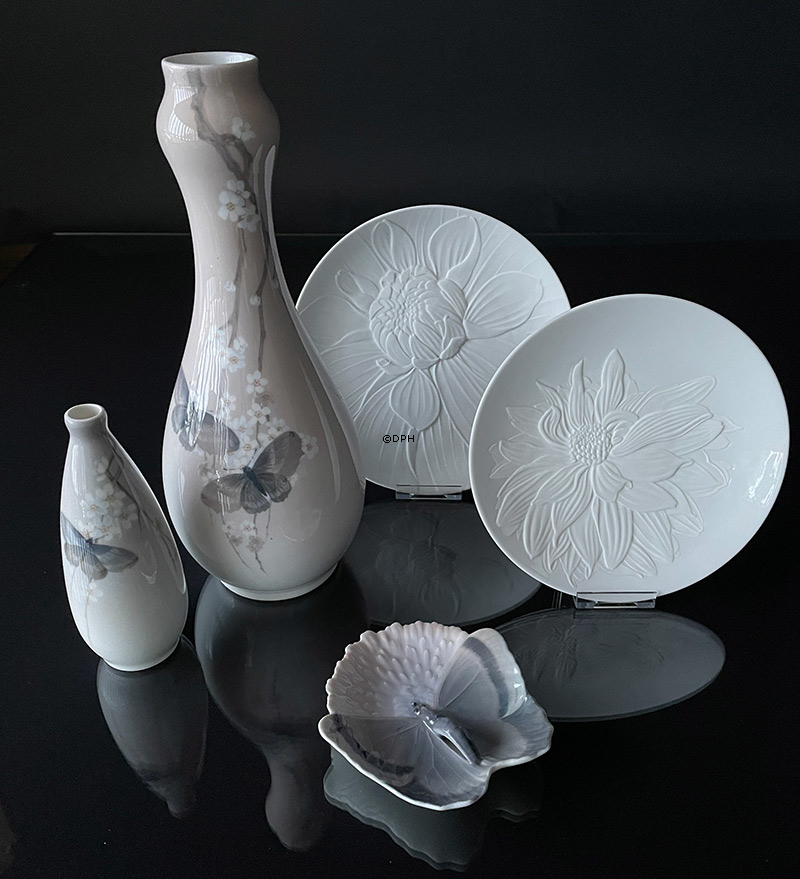 Art Nouveau skål med natsværmer Royal Copenhagen nr. 10-16 (Repareret proffessionelt)